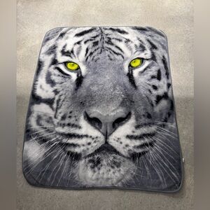 Gray and White Tiger Blanket size 59 inches x 48 inches